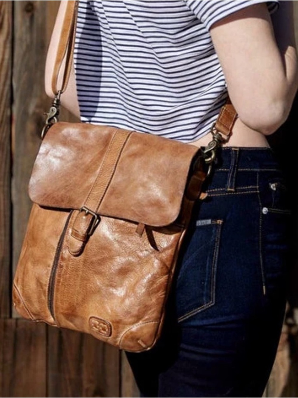 NWT BEDSTU Jack Leather Crossbody Shoulder Bag - Tan - Picture 9 of 9